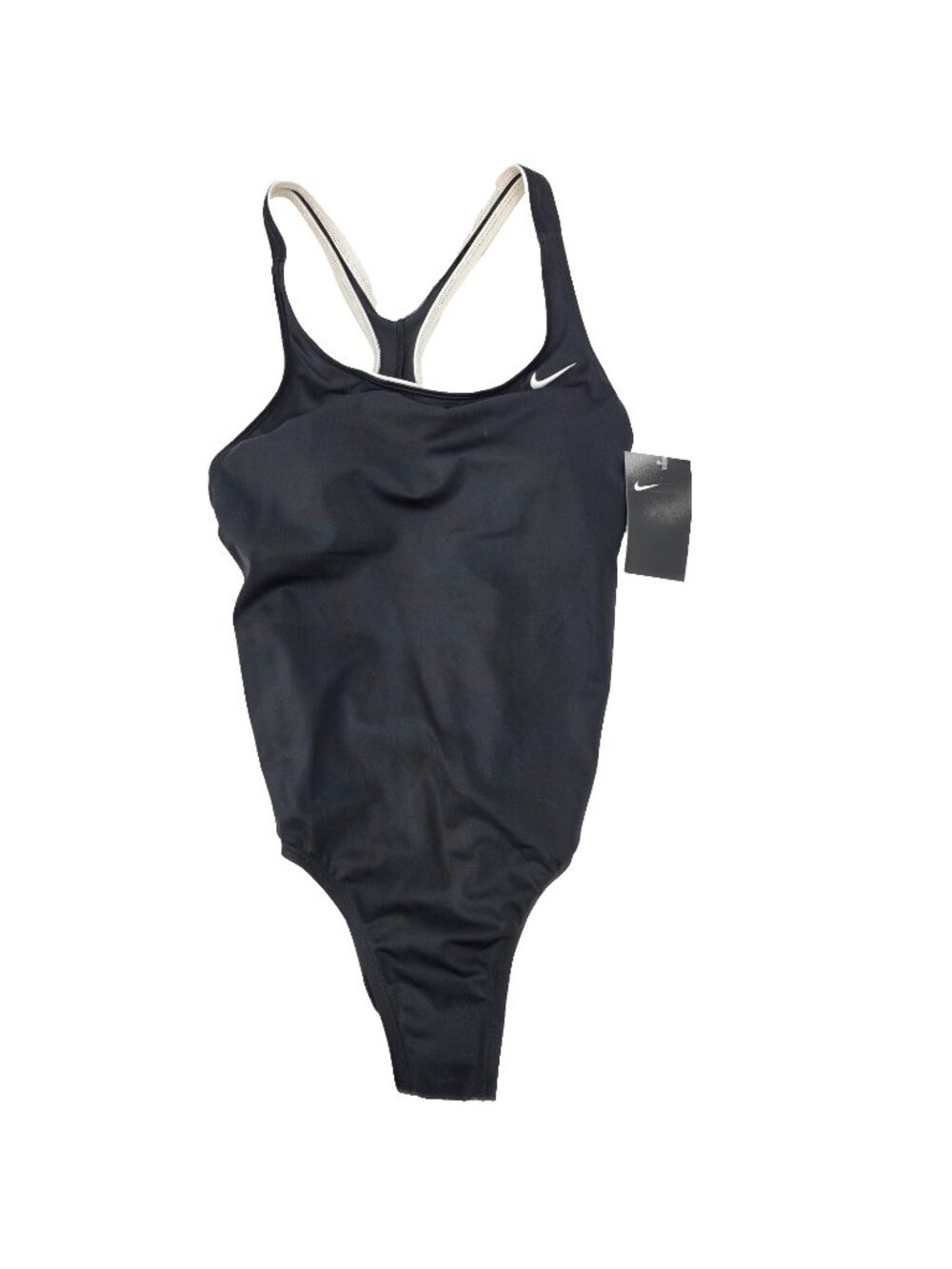 Nike One Piece Swimsuit Womens M Black Racerback Cutout Athletic Swim NEW